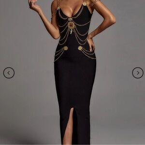 Elegant Black Dress with Gold Accents